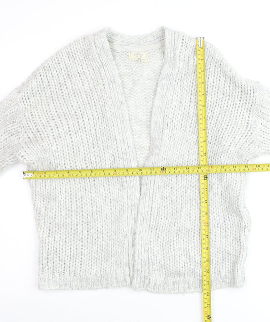 Fat Face Women’s Grey Chunky-Knit Open Cardigan Size S Wool Blend