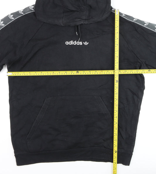 Adidas Men's Black Pullover Hoodie L Logo Fleece Sportswear