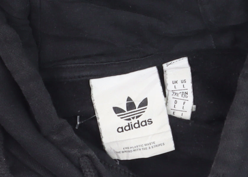 Adidas Men's Black Pullover Hoodie L Logo Fleece Sportswear