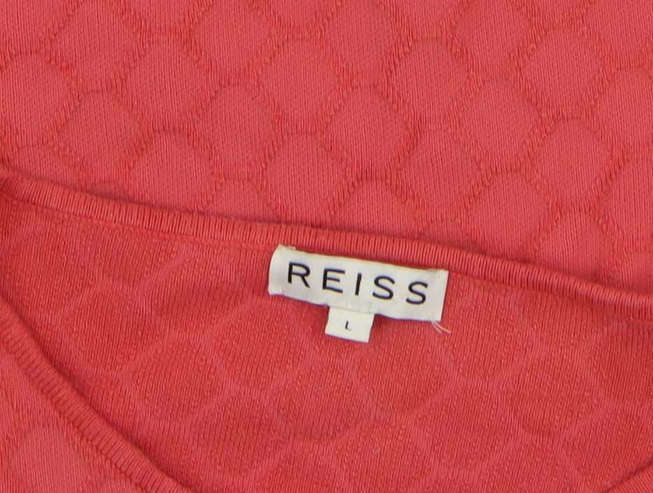 Additional view of Reiss Women Pink Crew Neck Geometric Knit Jumper, size L