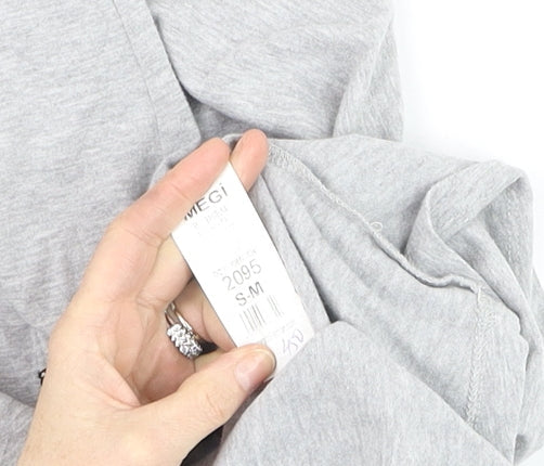 Brand and care label for MEGI Women's Grey 3/4 Sleeve Boat Neck Jersey T-Shirt S