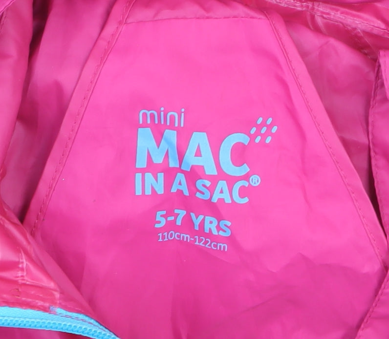 Additional view of Mac In A Sac girls’ pink waterproof hooded rain coat jacket 5-7 years