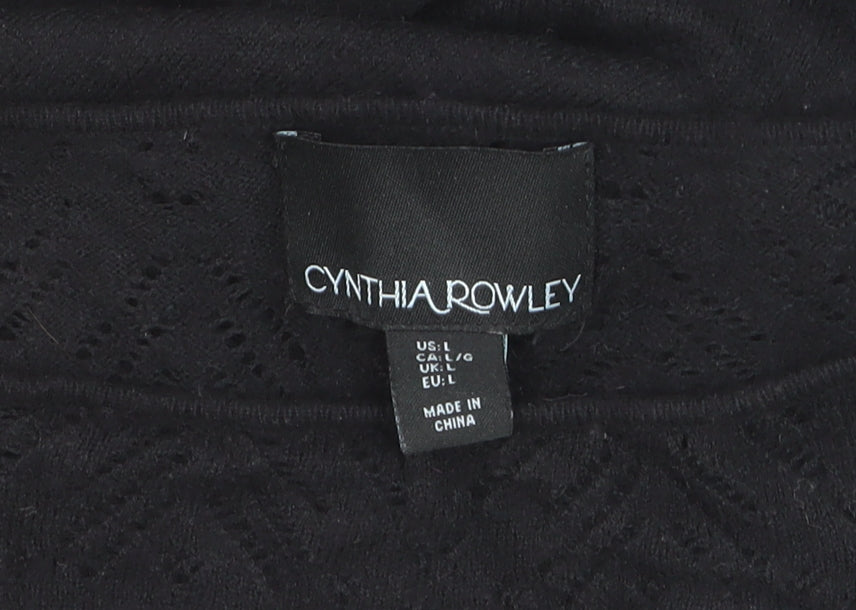 Cynthia Rowley Women’s Black Knit Shift Dress Size L Long Sleeve