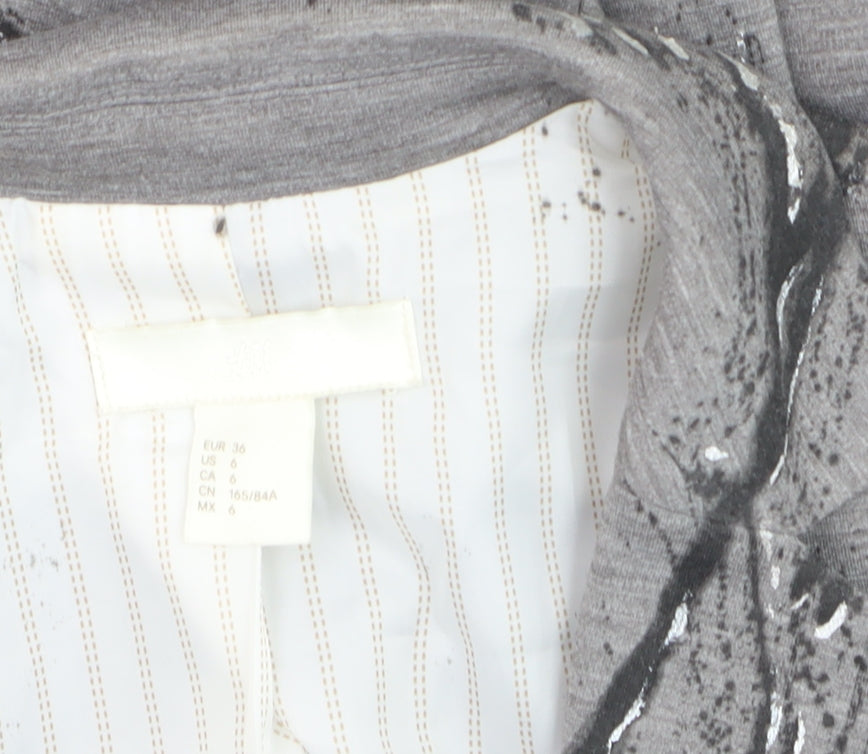 Additional view of H&M Women’s Grey Abstract Print Single-Breasted Blazer, size UK 8