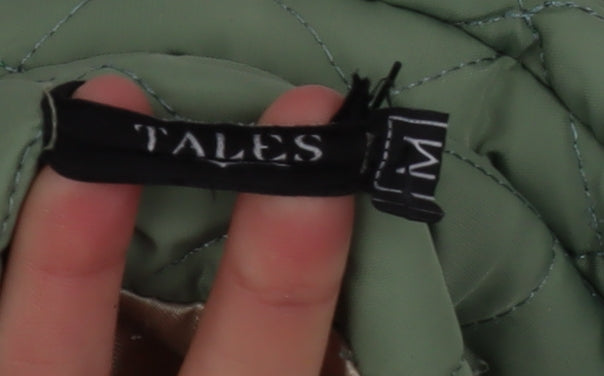 Tales Womens Green Quilted Mid-Length Jacket Size M