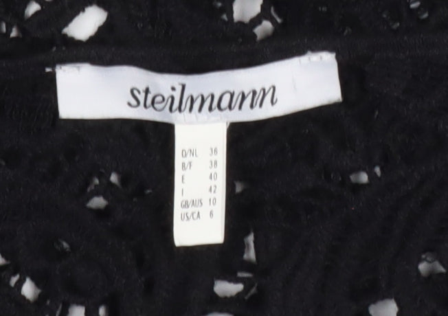 Brand and care label for Steilmann Women's Black Lace 3/4 Sleeve Blouse, size 10