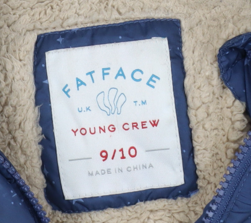 FatFace Teens Blue Star Print Hooded Long Puffer Coat 9/10