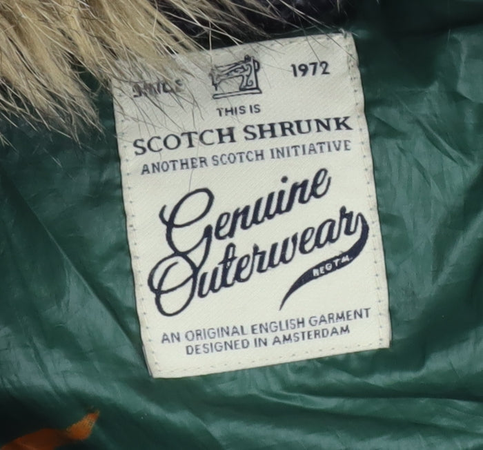 Scotch Shrunk Teens Black Fur Trim Hooded Puffer Coat Size 10