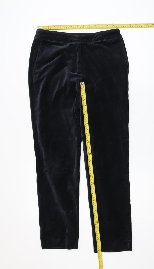 Thought Womens Black Velvet Straight Leg Trousers Size 10