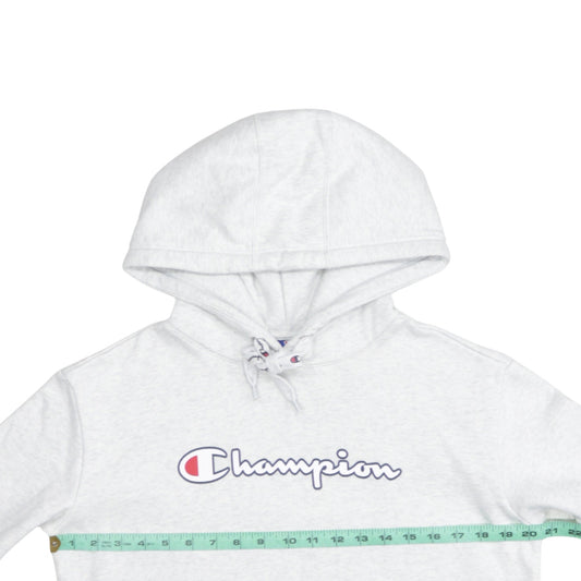Champion Men's Grey Small Pullover Hoodie with Logo Print