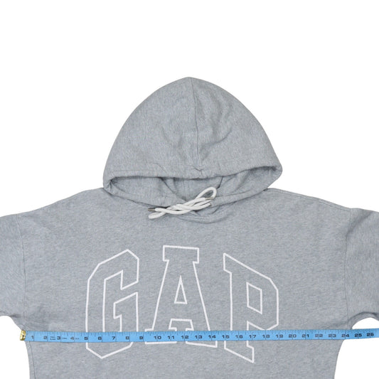 GAP Men Grey Pullover Hoodie L Tall Fleece Logo Sweatshirt