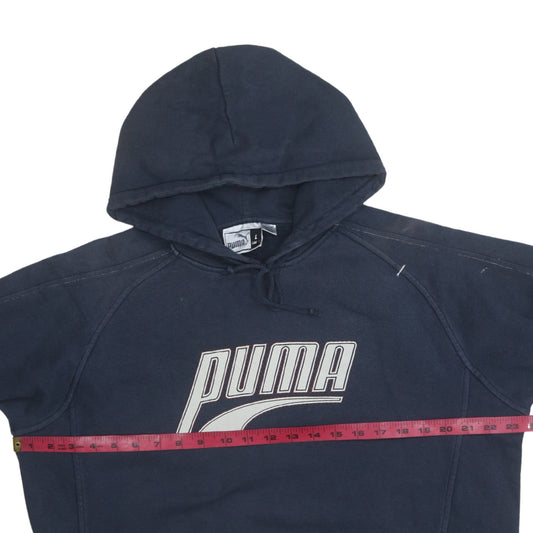 Puma Men's Blue Pullover Hoodie L Vintage Sports Graphic