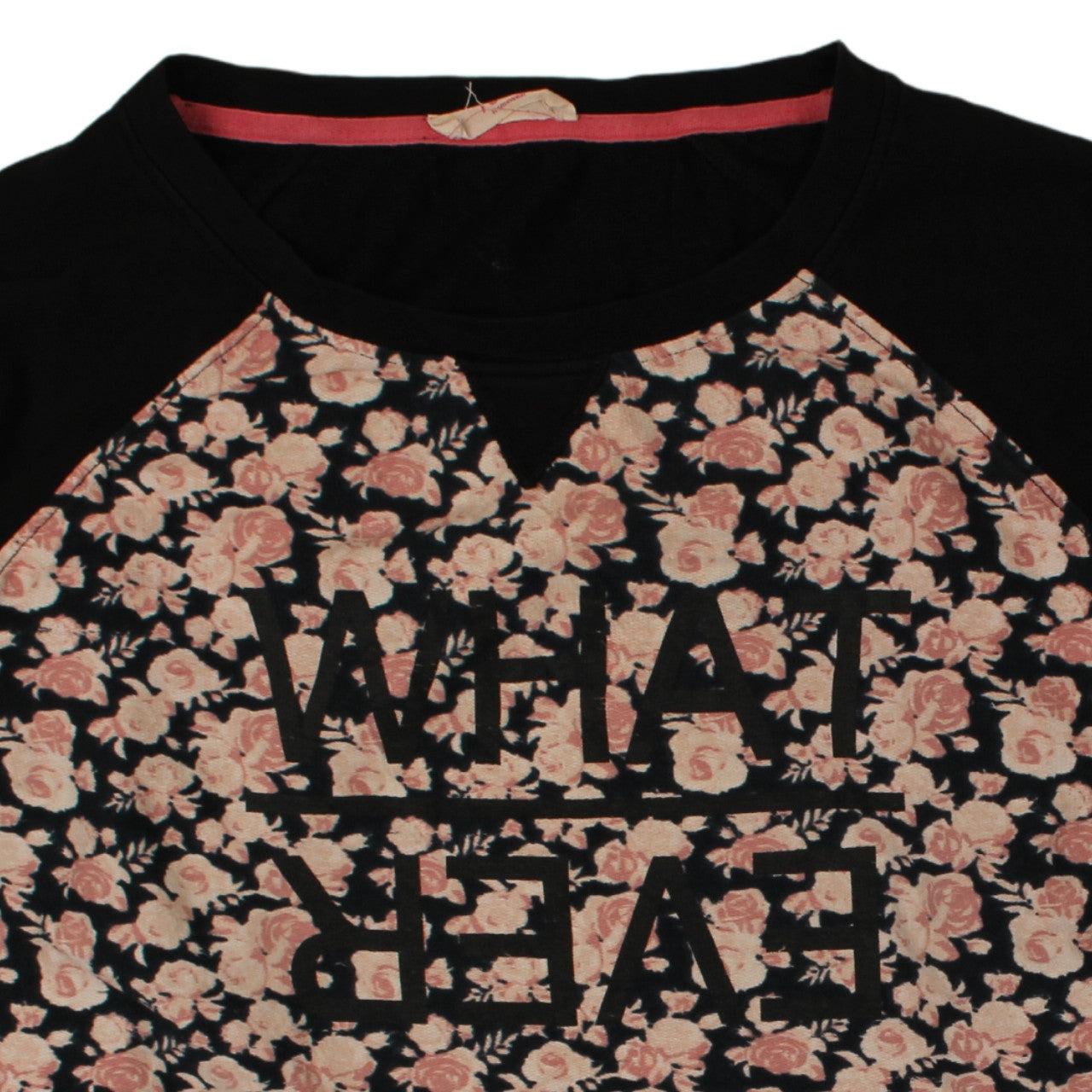 Brand and care label for Penti Women Black Floral Pullover Sweatshirt, size S