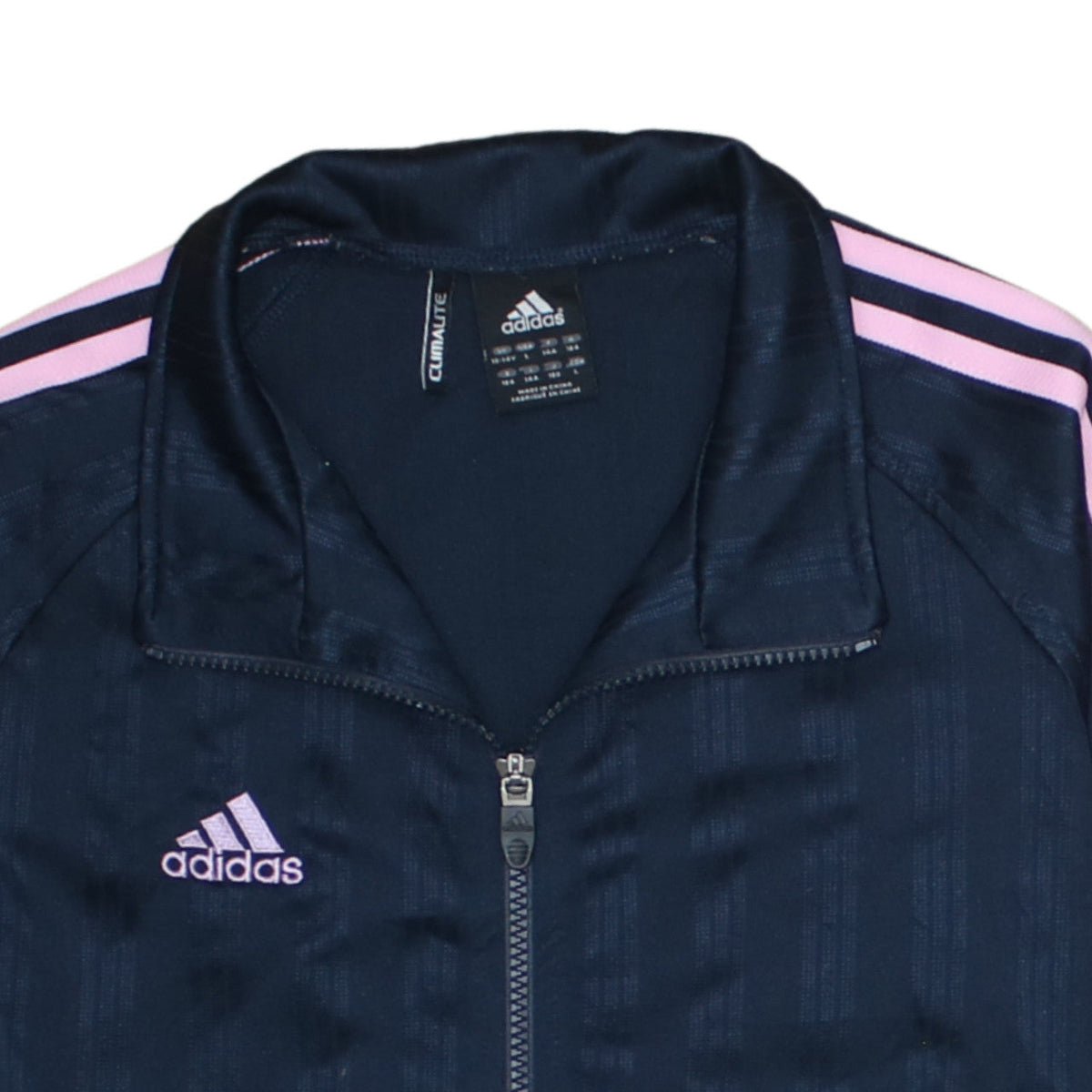 Additional view of adidas girls’ blue pink stripe climalite track jacket, size 13-14, years