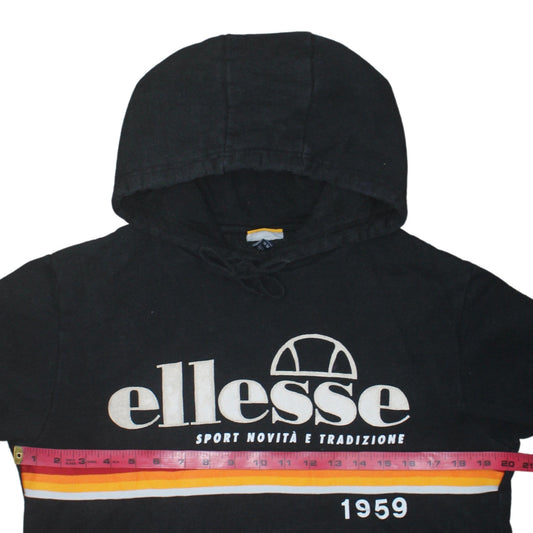 Ellesse Men's Black Pullover Hoodie M Retro Logo Sportswear