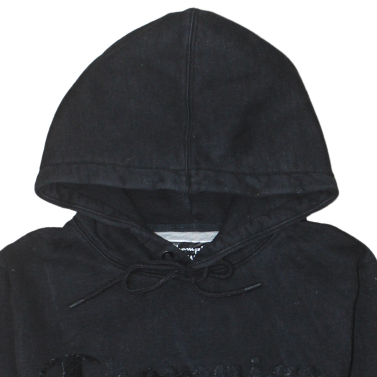 Champion Men Black Pullover Hoodie Medium Logo Fleece Sweatshirt