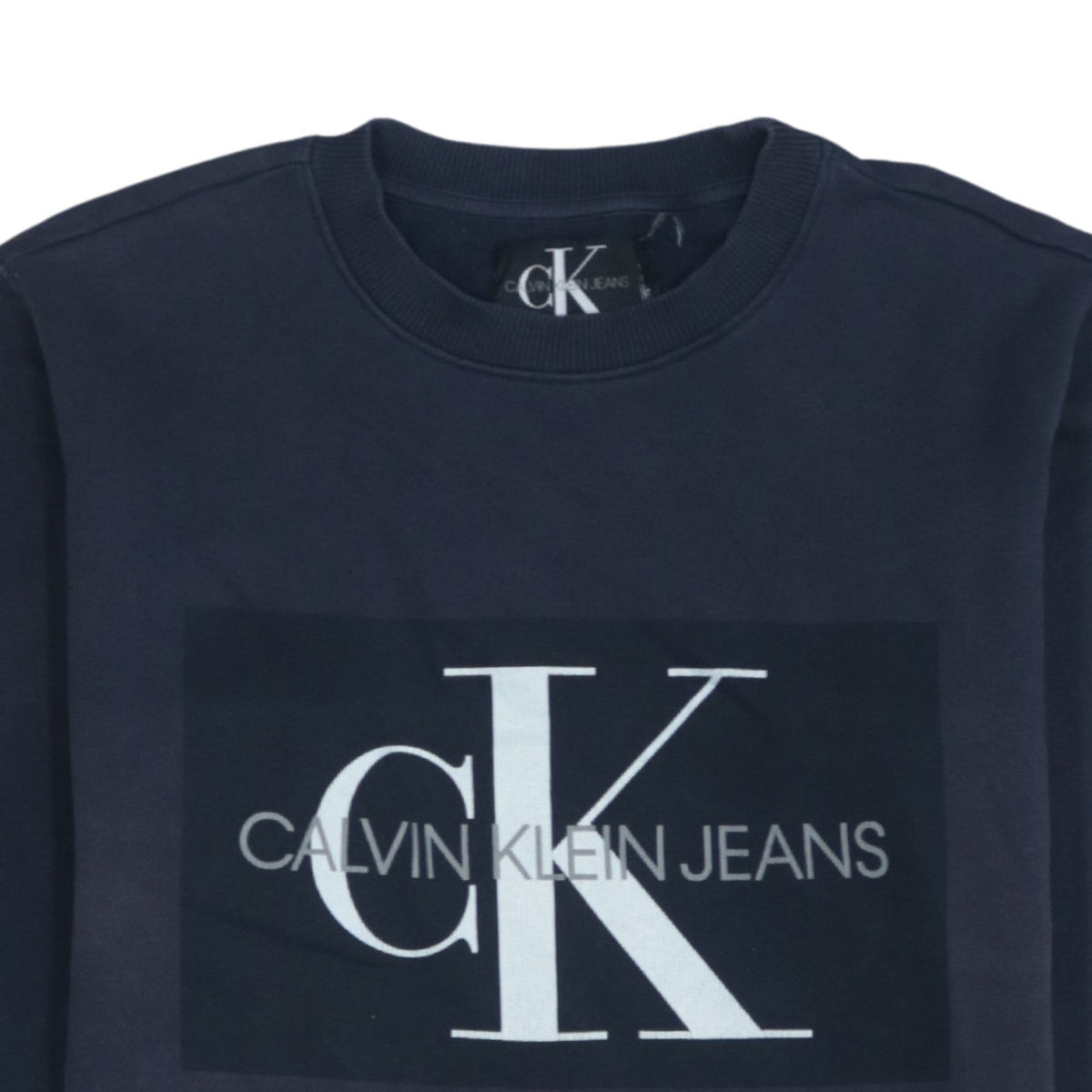 Additional view of Calvin Klein Jeans Men's Blue Logo Crew Neck Cotton Sweatshirt M