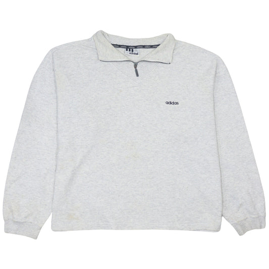 Adidas Men’s Grey 1/4 Zip Sweatshirt Size M Vintage Logo Jumper