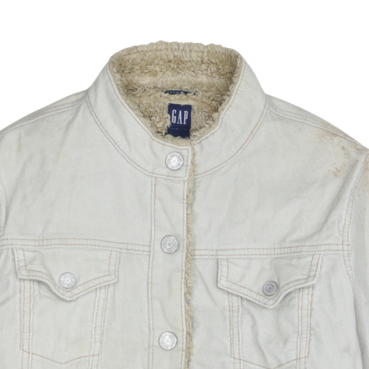 Additional view of Gap Women Ivory Faux Fur Lined Cotton Corduroy Jacket L