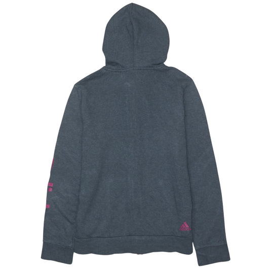 Adidas Women's Grey Full Zip Hoodie Size M 12-14 with Pink Logo