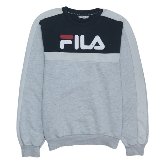 Fila Mens Grey Crew Neck Logo Pullover Sweatshirt XS