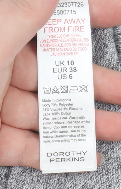 Dorothy Perkins Women Grey Lace Crew Neck Long Sleeve Jumper UK 10