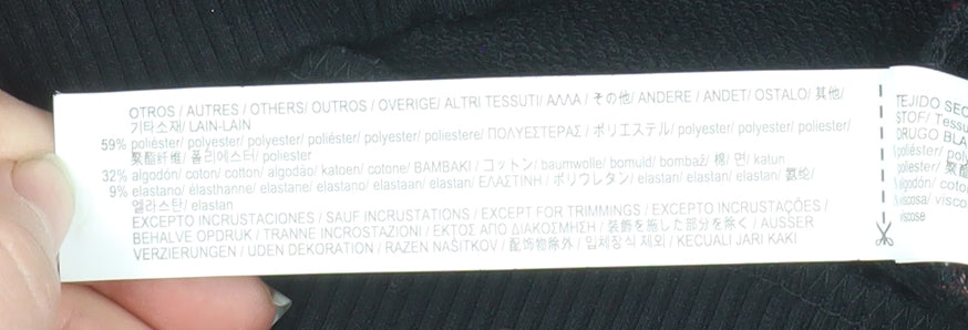 Zara Trafaluc Womens Black Sequin Patterned Pullover Sweatshirt Size S