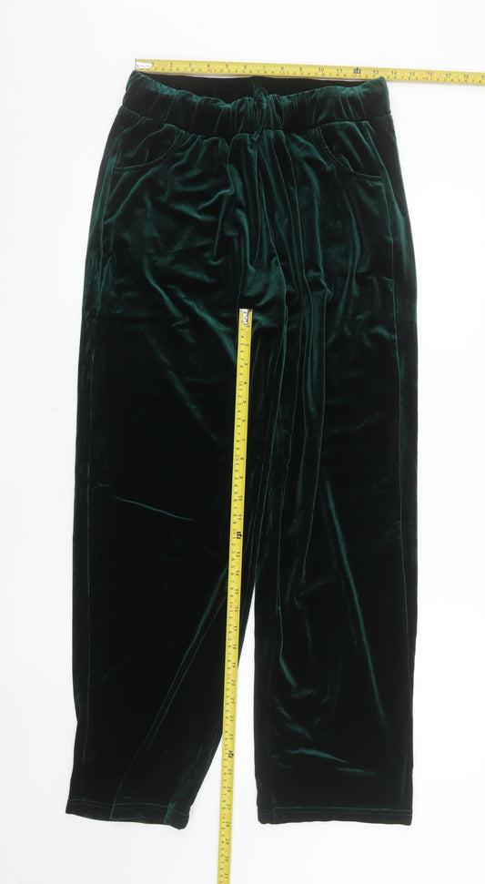 Pour Moi Womens Green Velvet Stretch Trousers Size 14