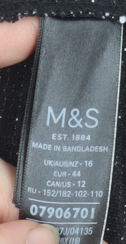 Marks and Spencer Women Black Tweed Long Blazer Jacket Size 16