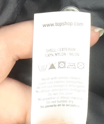 Additional view of Topshop Women’s Black Hooded Parka Coat, size UK 8, Long Nylon Jacket