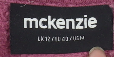 Brand and care label for McKenzie women’s pink pullover hoodie uk 12 relaxed fit sweatshirt
