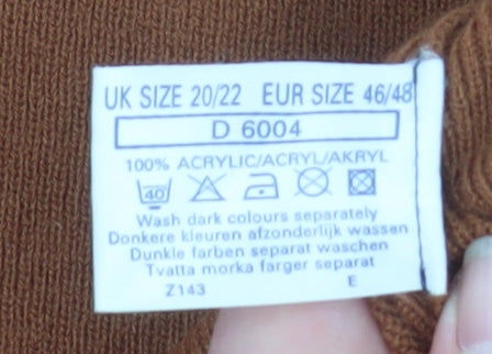 Additional view of Fashion Extra Women’s Brown Acrylic Square Neck Short Sleeve Jumper, size UK 20/22