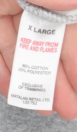 Brand and care label for Matalan Men's Grey XL Jogger Sweatpants Cotton Blend Drawstring