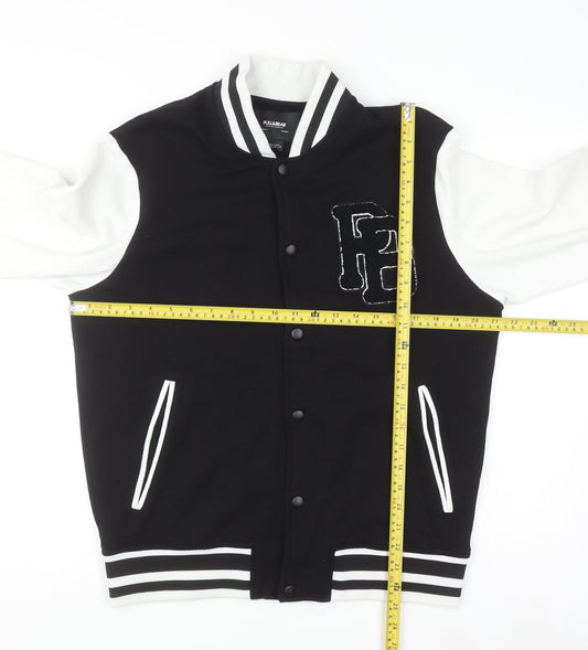 Pull & Bear Men's Black Varsity Jacket Size M College Style
