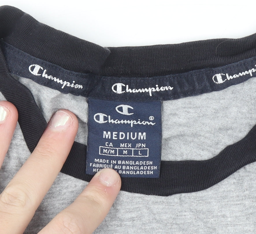 Additional view of Champion Men’s Grey Black Short Sleeve Crew Neck Sports T-Shirt Medium