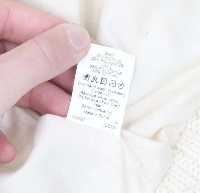 Additional view of River Island women’s ivory faux fur knit coatigan, size UK 10