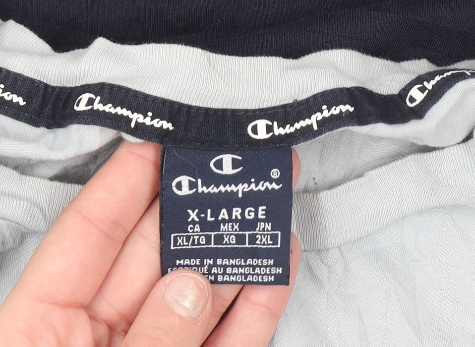Additional view of Champion Men's Blue Colourblock Crew Neck Cotton T-Shirt XL