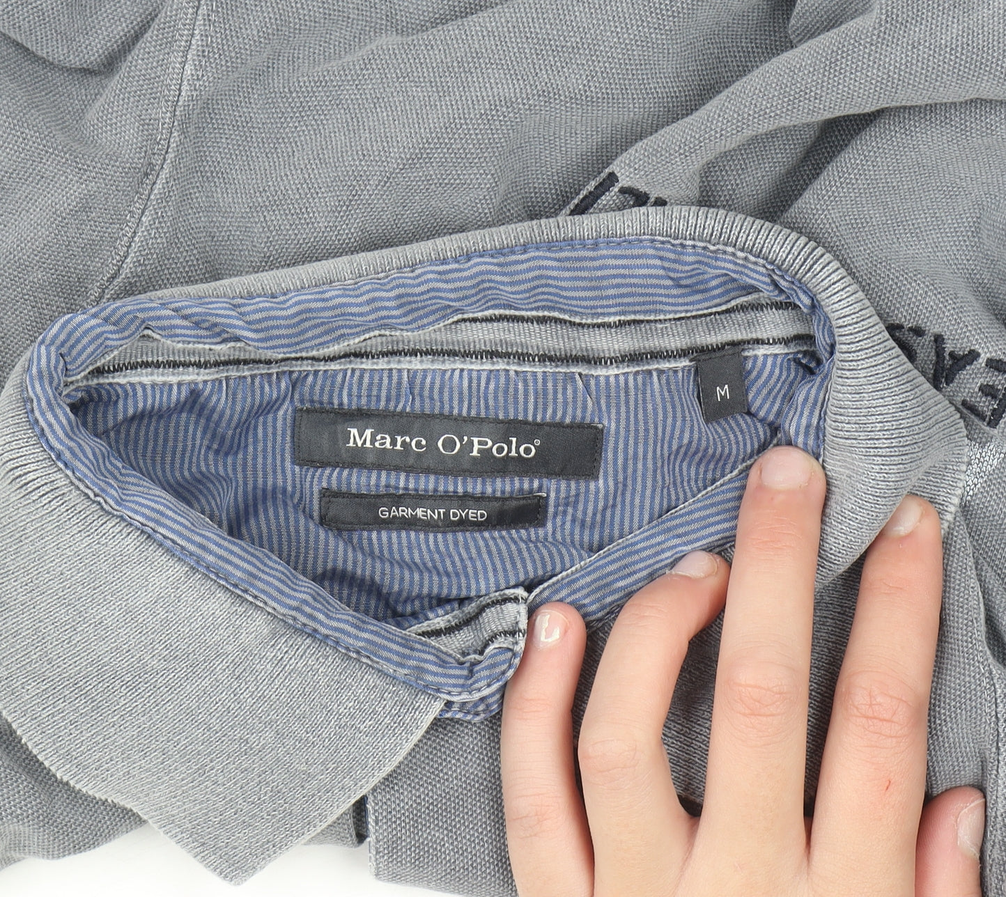 Marc O'Polo Men's Grey Nautical Embroidered Polo Shirt Size M