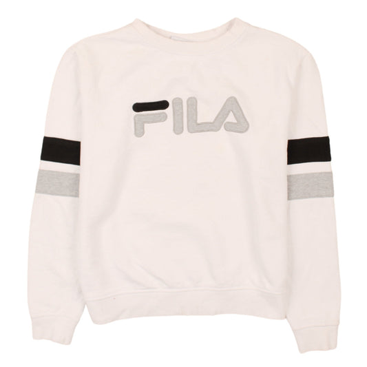 Fila Men's White Grey Logo Crew Neck Sweatshirt Size S
