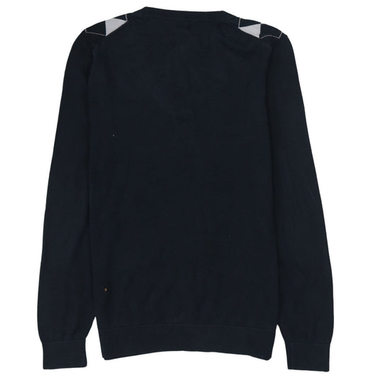 Tommy Hilfiger Men's Blue Argyle V-Neck Cotton Jumper M