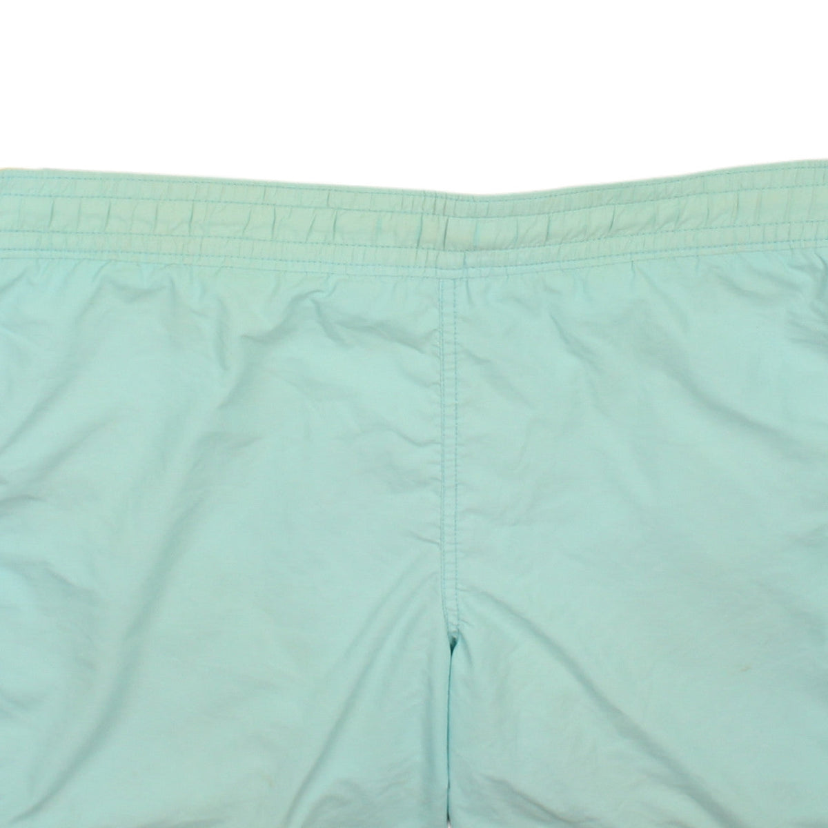 Brand and care label for Ralph Lauren Men’s Blue Swim Shorts, size S, Elastic Waist Quick Dry