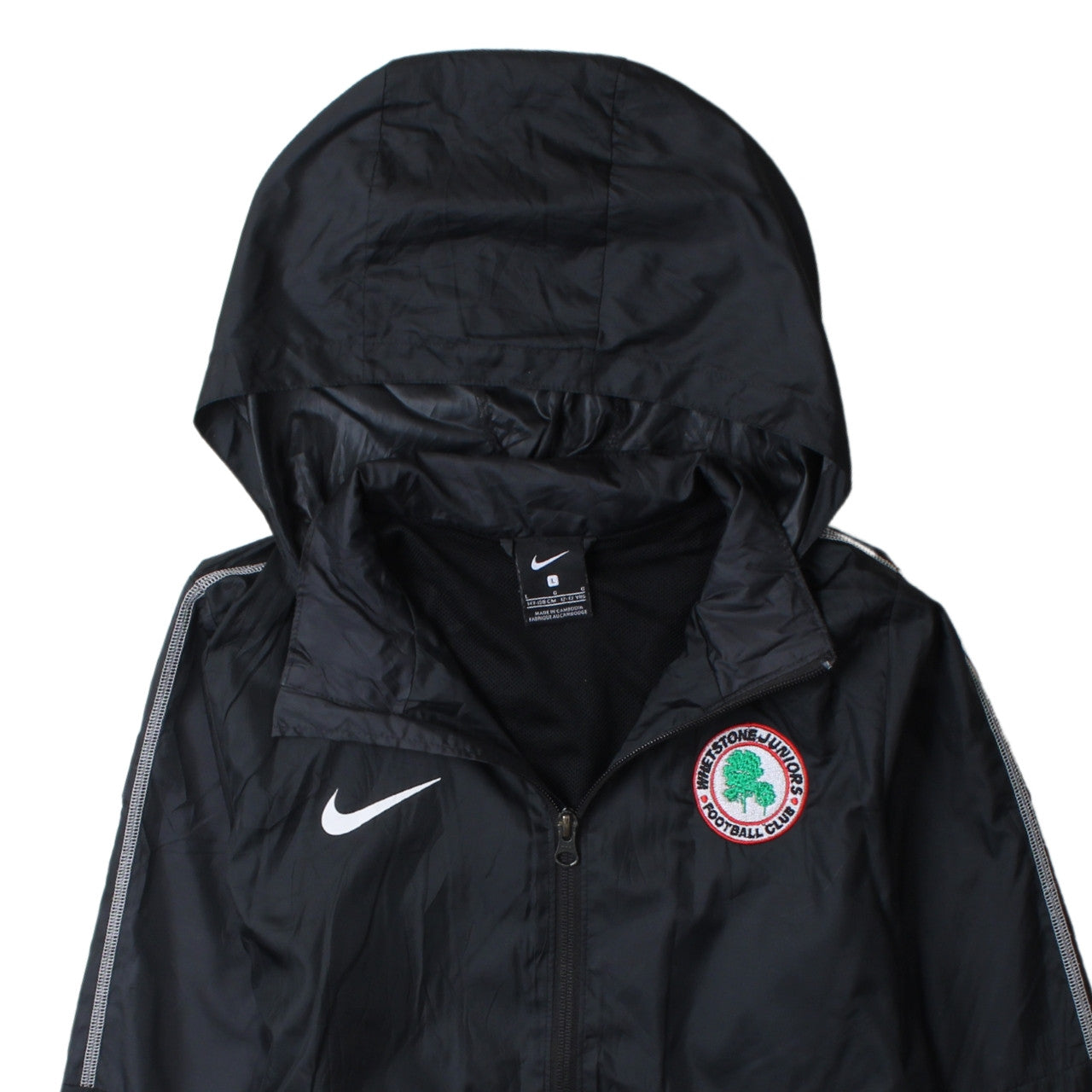 Nike Boys Black Hooded Windbreaker Jacket 12-13 Years Football Zip Coat