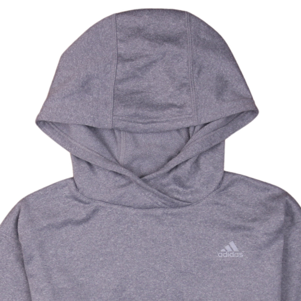 Brand and care label for Adidas women’s grey pullover hoodie small athletic casual