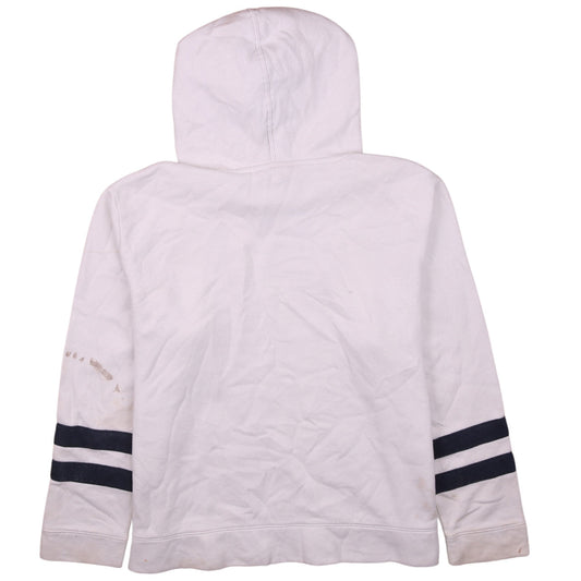 Nautica Men's White Pullover Hoodie L Stripe Sleeve Cotton Blend