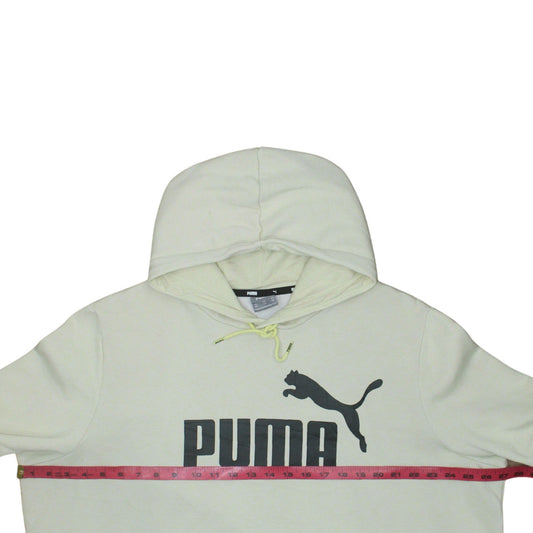 Puma Men’s Beige Pullover Hoodie 2XL Fleece Logo Sweatshirt