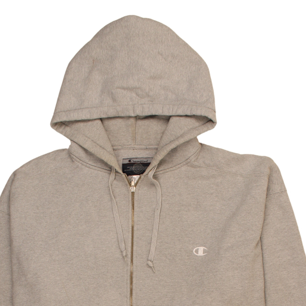 Champion Men's Beige Full Zip Hoodie L Fleece Cotton Blend