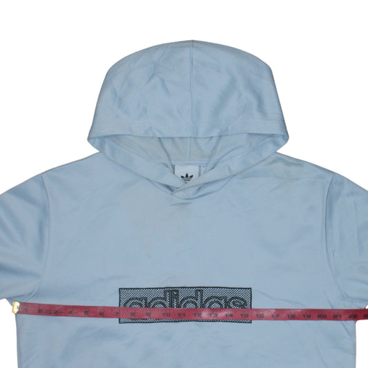 Adidas Mens Blue Pullover Hoodie Medium Logo Graphic Sweatshirt