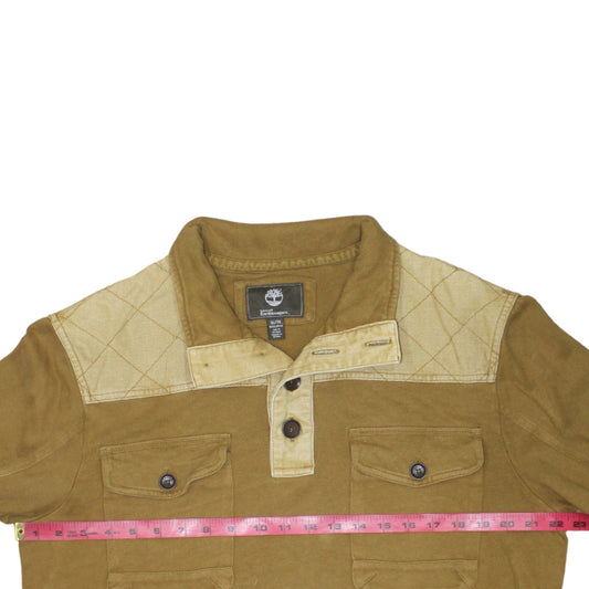 Timberland Earthkeepers Men’s Brown XL Henley Sweatshirt Quilted Shoulder