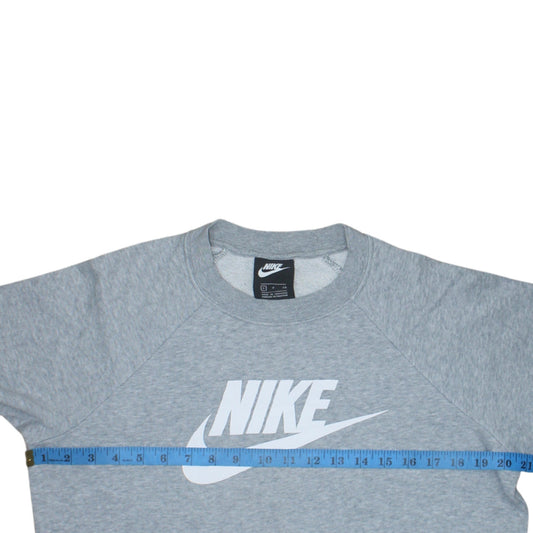 Nike Women’s Grey Small Pullover Sweatshirt Crew Neck Logo Print