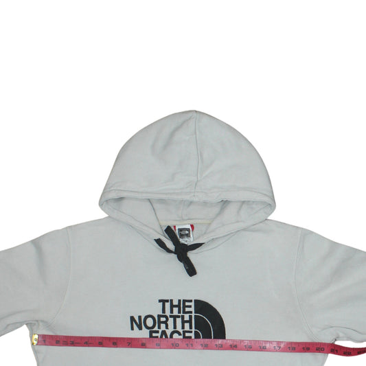 The North Face Women White Pullover Hoodie Size L Cotton Logo Casual